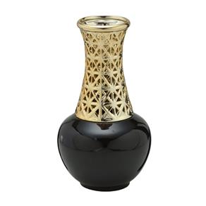 Vaso de Ceramica 27cm Preto e Dourado