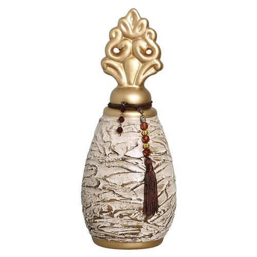 Vaso de Cerâmica Bege e Dourado 31x13 Cm