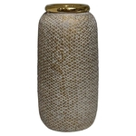 Vaso De Ceramica Bege E Dourado