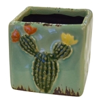 Vaso de Cerâmica Cacto Quadrado Verde