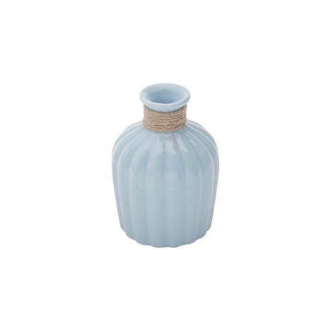 Vaso de Cerâmica com Acabamento em Vidro Celo Azul Claro - F9-30249