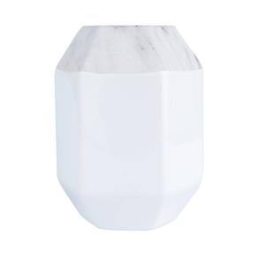 Vaso de Cerâmica Hexagonal Marble On Top 12cm X 12cm X 17,5cm Urban Branco/Cinza