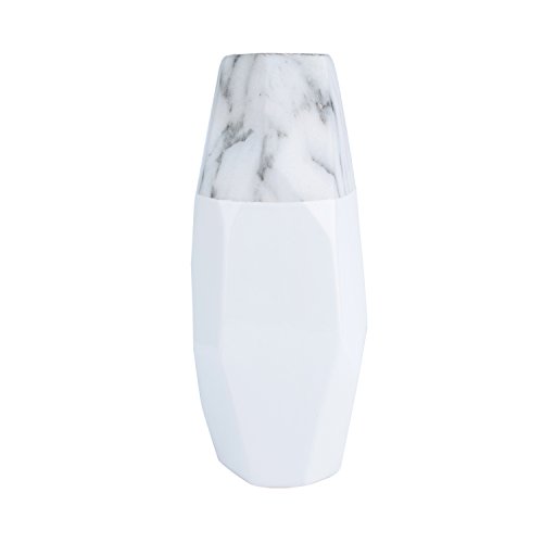 Vaso de Cerâmica Long Marble On Top Urban Branco/Cinza