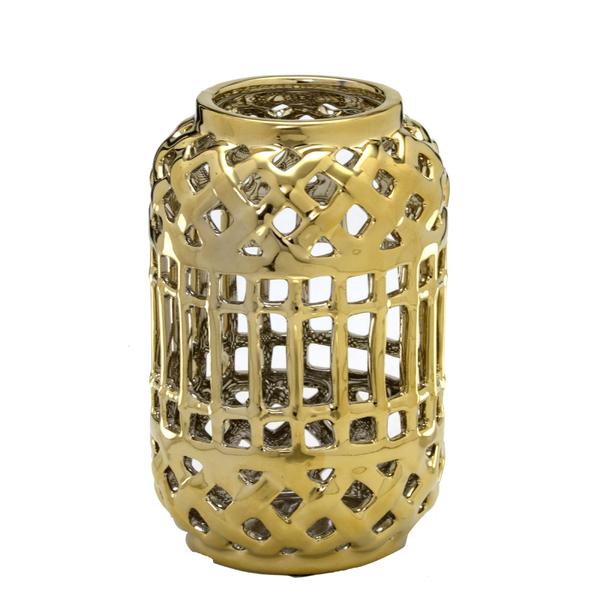 Vaso de Cerâmica Reale Dourado 20cm Espressione