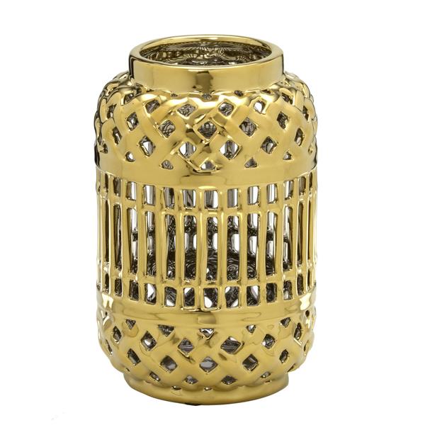 Vaso de Cerâmica Reale Dourado 25cm Espressione