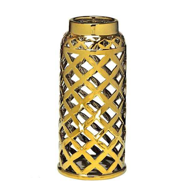 Vaso de Cerâmica Reale Dourado 29cm Espressione