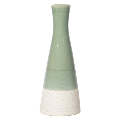 Vaso de Cerâmica Verde e Bege (Jarra)