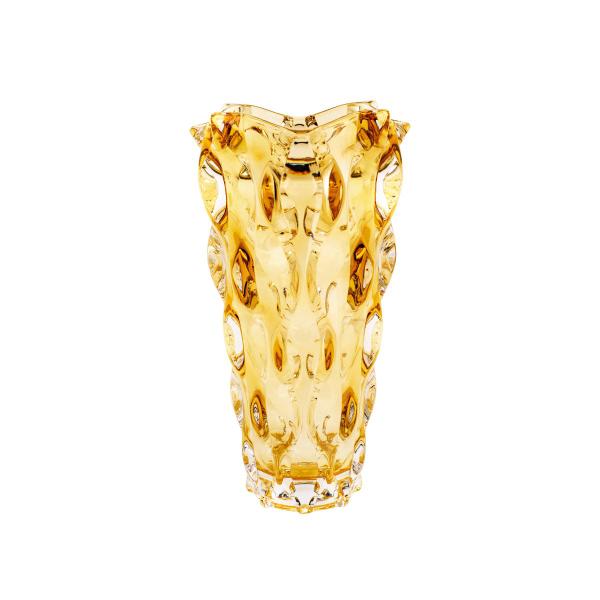 Vaso de Cristal Bohemia Samba Âmbar Amarelo 16x30.5cm