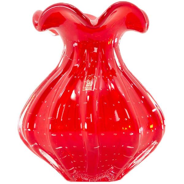 Vaso de Cristal Murano Trouxinha Vermelho 20cm - São Marcos