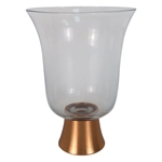 Vaso De Vidro E Metal Dourado 10,4cm X 14cm