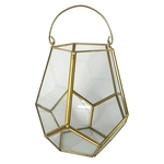 Vaso De Vidro E Metal Dourado 15cm X 15cm X 19cm