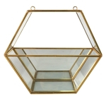 Vaso De Vidro E Metal Dourado 19,5cm X 5,5cm X 18cm