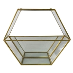 Vaso De Vidro E Metal Dourado 25,5cm X 5,5cm X 25cm