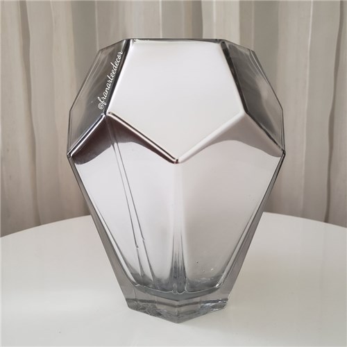 Vaso de Vidro Espelhado Prata