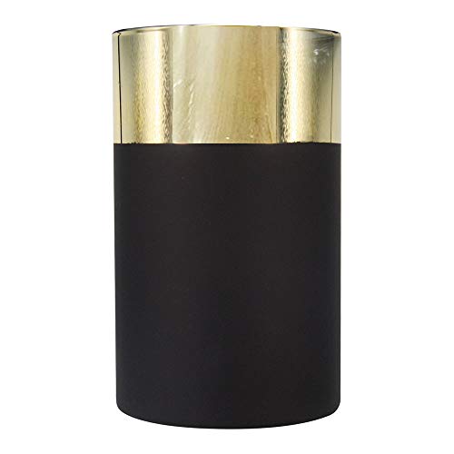 Vaso de Vidro Metalizado Dourado e Preto 12cm X 12cm X 20cm