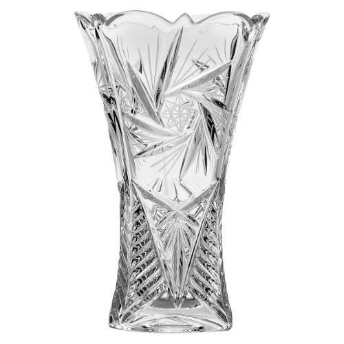 Vaso Decorativo 30cm de Cristal Ecológico Pinwheel Luxo Bohemia - R5796