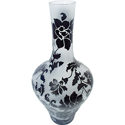 Vaso Decorativo Alto Relevo Bon Goumert Incolor - (41x19,3x19,3cm)