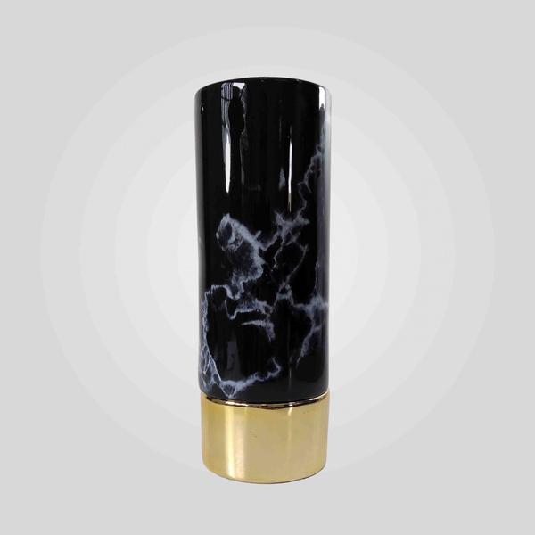 Vaso Decorativo Cerâmica Preto/Dourado 9,5x26CM 9047 Mart
