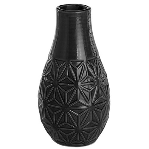 Vaso Decorativo Comprido de Cerâmica - Cinza