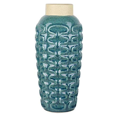 Vaso Decorativo de Ceramica Azul Turquesa 18,5cm X 41cm
