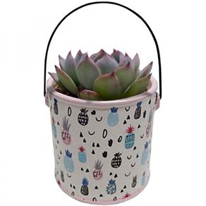 Vaso Decorativo de Cerâmica Draw Pineapple Can 12cm X 12,5cm Urban Branco