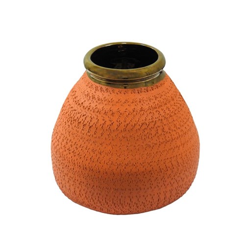 Vaso Decorativo de Cerâmica Laranja Acra