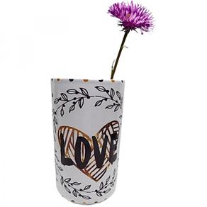 Vaso Decorativo de Cerâmica Love And Flowers 11,7cm X 22,5cm Urban Branco