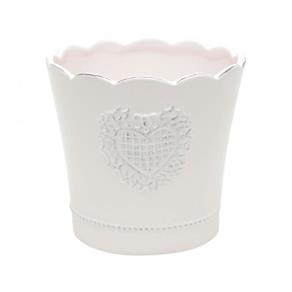 Vaso Decorativo em Cerâmica Glazed Heart Round 14cmx15cm Urban Rosa