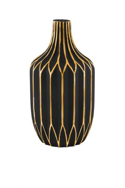 Vaso Decorativo em Vidro Preto e Dourado - Mart