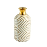 Vaso Decorativo Nude E Dourado Em Cerâmica - Mart