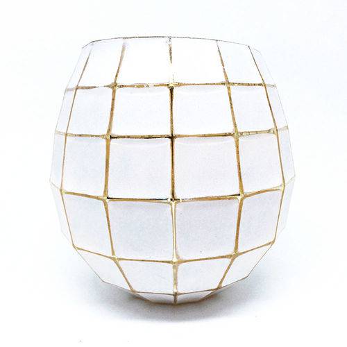 Vaso Little Squares Branco e Dourado 17.5cm - Urban
