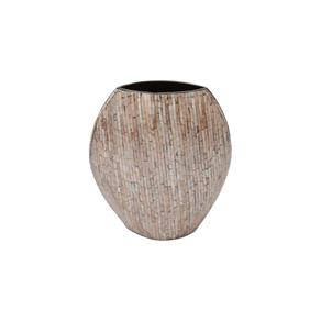 Vaso Ornamental de Papel Mache Cedar Pequeno - F9-25412 - Marrom