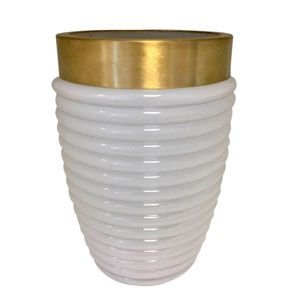 Vaso Vidro Gold Colar Cone Branco 12 X 12 X 17,8 Cm - Urban