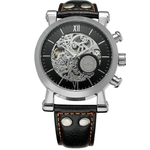 Men's Wristwatch Vencedor do homem Auto Mecânica Assista esqueleto Impermeável Dial PU Leather Strap relógio de pulso