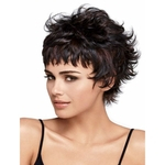 10 inches women New Short Mini Curly Hair Wigs for Women Pixie Cut synthetic short Wig (Color: Black Mix Dark Brown)