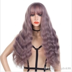 Hot selling factory customized light purple color Long corn perm 32 inch body wave natural straight long wigs forwomen