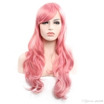 Vendas euro-americana Hot 28 polegadas cor-de-rosa sintético perucas perucas ondulado longo resistente ao calor para as mulheres brancas