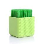Verde Dupla utilização de Silicone Lavandaria Roupa interior escova de cabelo macio Ferramenta de lavagem