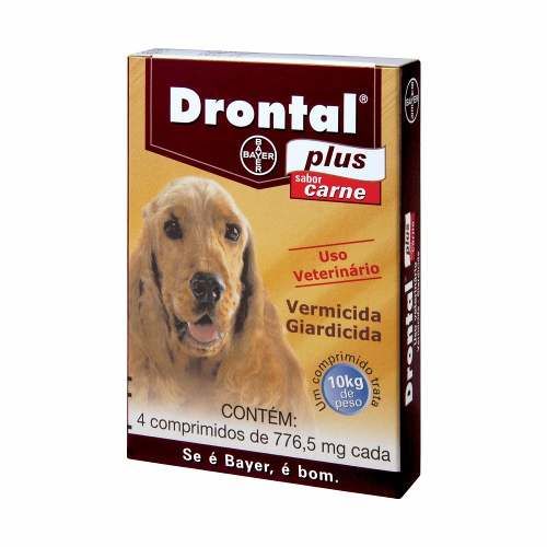 Vermicida Drontal Plus para Cães de 10 Kg Sabor Carne - 4 Comprimidos