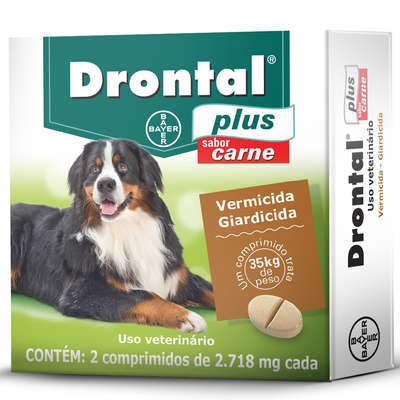 Vermífugo Drontal Plus 35 Kg Sabor Carne com 2 Comprimidos