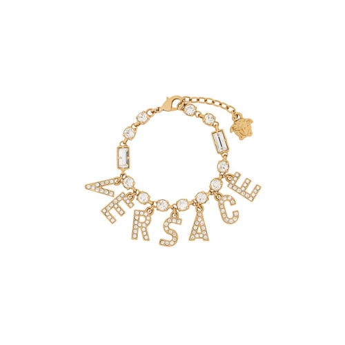 Versace Bracelete com Pingente de Logo - Dourado