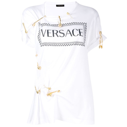 Versace Camiseta com Detalhe de Alfinete - BRANCO