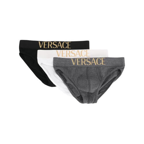 Versace Kit 3 Cuecas com Logo - Preto