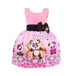 Vestido infantil Urso Panda ursinho rosa