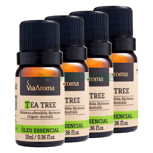 Via Aroma Kit 4x Oleo Essencial Tea Tree Melaleuca 10ml