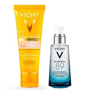 Vichy Minéral 89 Ideal Soleil Clarify Clara Kit – Hidratante Facial + Protetor Solar FPS60 Kit