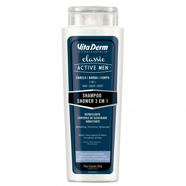 Vita Derm Classic Active Men Shampoo Shower 3 em 1 - 200ml