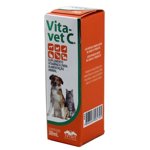 Vita-Vet C 30ml Vetnil Suplemento Vitamínico Cães e Gatos