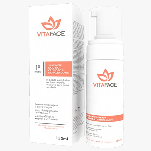 VITAFACE SABONETE LÍQUIDO CREMOSO e DEMAQUILANTE - 150mL - Vitaface Professional Skincare