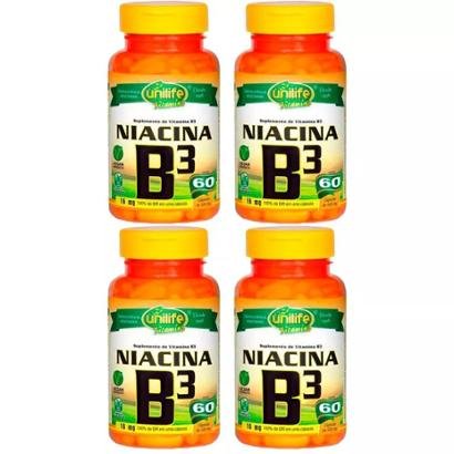 Vitamina B3 (Niacina) - 4x 60 Cápsulas - Unilife